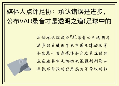 媒体人点评足协：承认错误是进步，公布VAR录音才是透明之道(足球中的var)